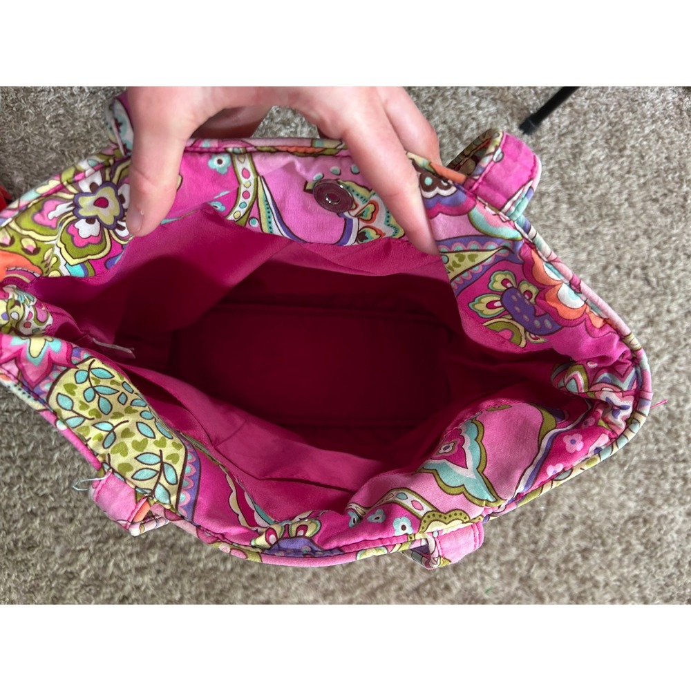 Vera Bradley Pink Paisley Quilted Cotton Tote Bag Floral Shoulder Purse *READ - Picture 4 of 6